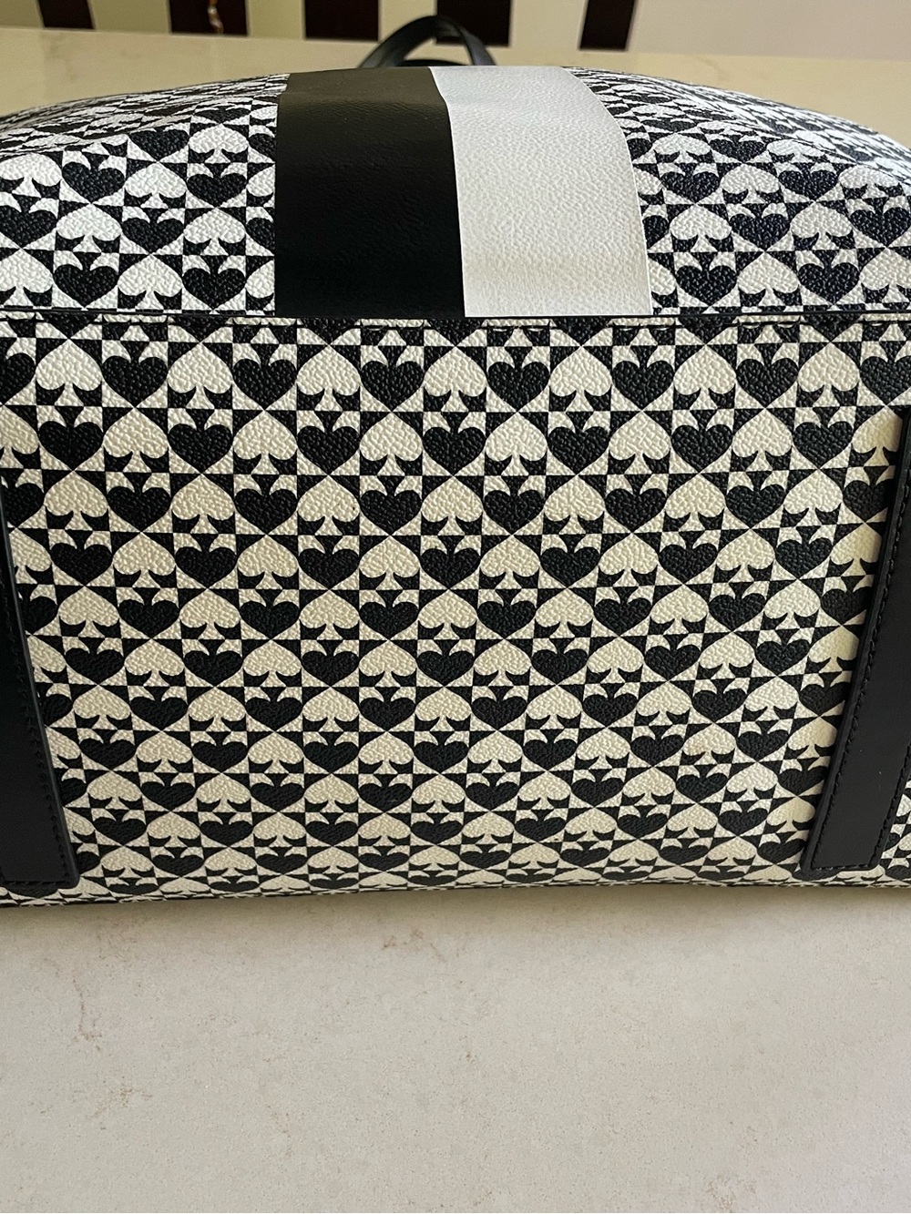 Kate Spade Large Black & White Striped Geometric Tote - Picture 4 of 6